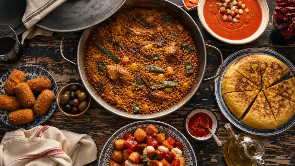 Plats espagnols : paella valencienne, tapas et gazpacho