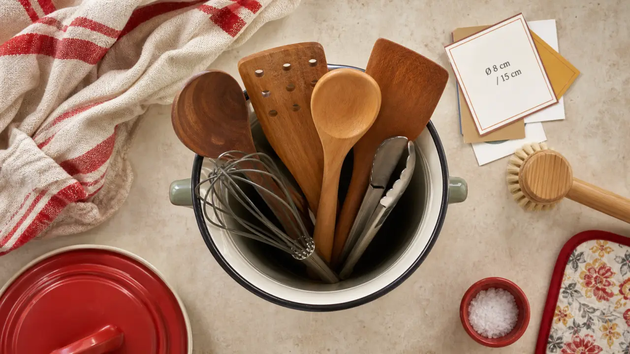 Pots pour ustensiles de cuisine en émail, ouverture Ø 8 cm