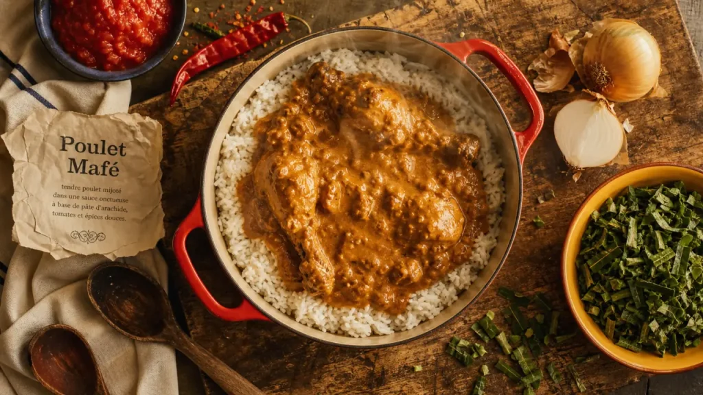 Poulet mafé met africain, plat typique de gastronomie africaine