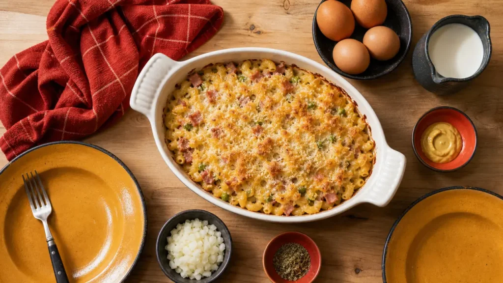 Recette facile pas cher : gratin de coquillettes au jambon