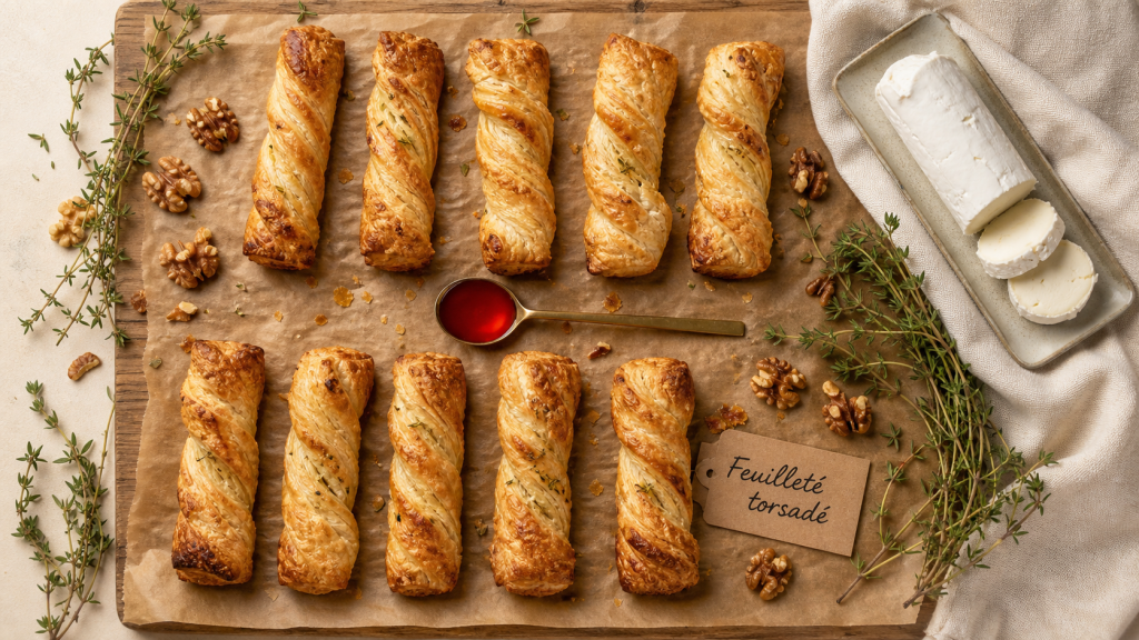 Recette feuilleté salé croustillant au beurre, torsades dorées