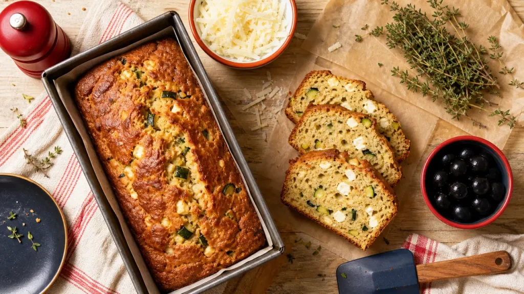 Recette salé cake aux légumes et fromage, vue de dessus