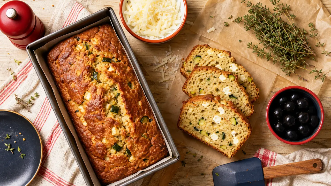 Recette salé cake aux légumes et fromage, vue de dessus