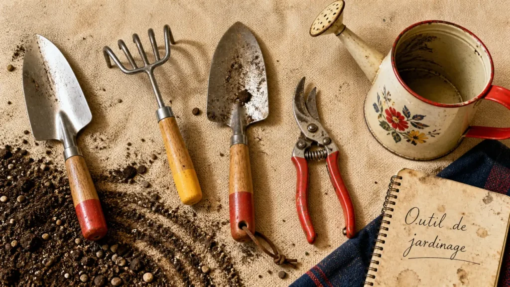 94 outils de jardinage : bêche et râteau de jardin