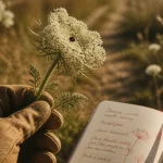 Carotte sauvage comestible : ombelle blanche et fleur centrale sombre