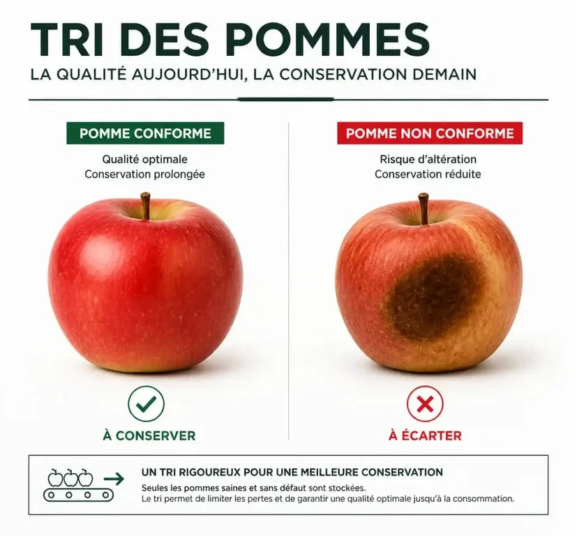 Guide visuel pour le tri des pommes avant conservation