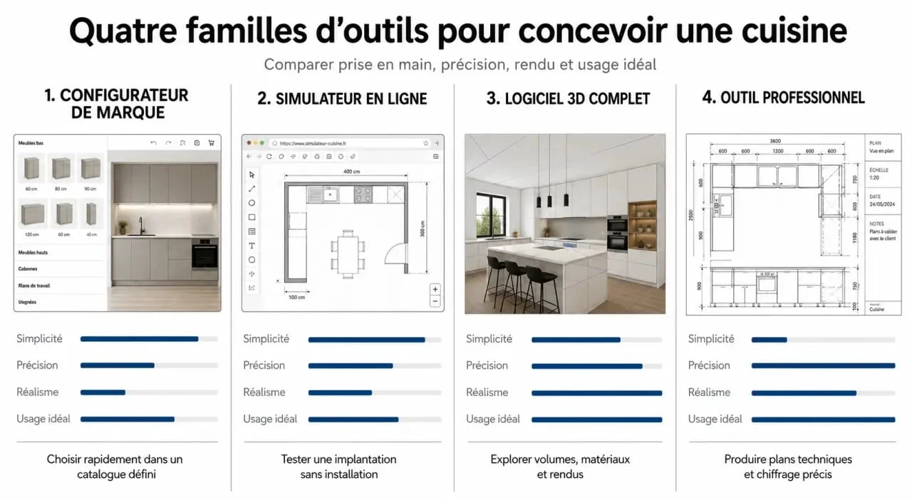Conception cuisine logiciel : comparaison des configurateurs, simulateurs et logiciels 3D pour choisir le bon outil