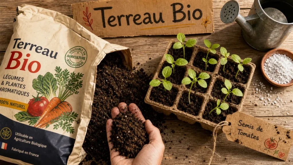 Terreau potager bio pour semis en barquette, sans tourbe