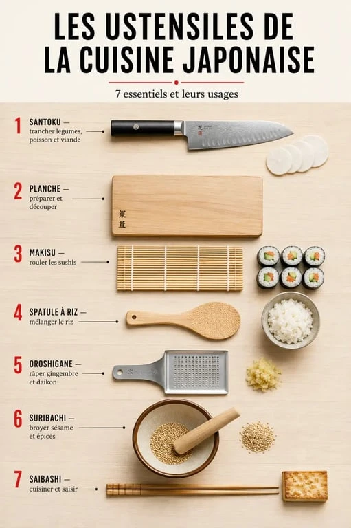 Ustensiles de cuisine japonaise et leurs usages principaux