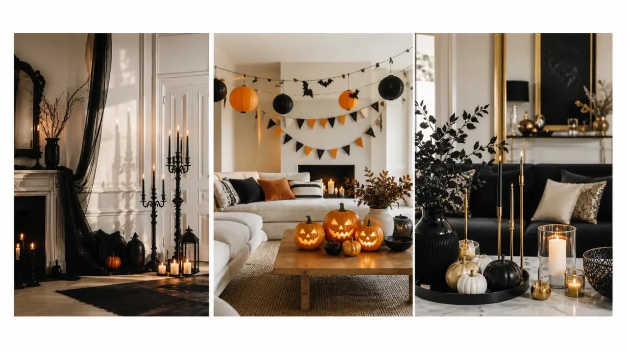 Déco halloween maison : trois ambiances de salon, maison hantée, familiale et chic