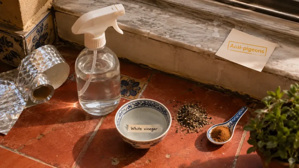 Recette de grand mere pour faire fuir les pigeons : vinaigre, épices et ruban anti-pigeons