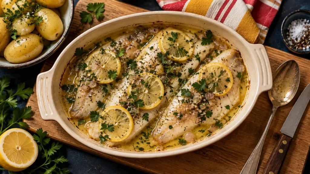 Recette limande au four : limande cuite 180°C, citron et persil