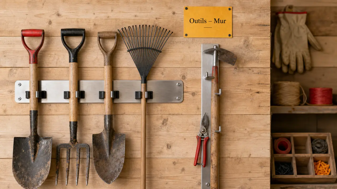 Support pour outils de jardinage : mural et vertical pour outils