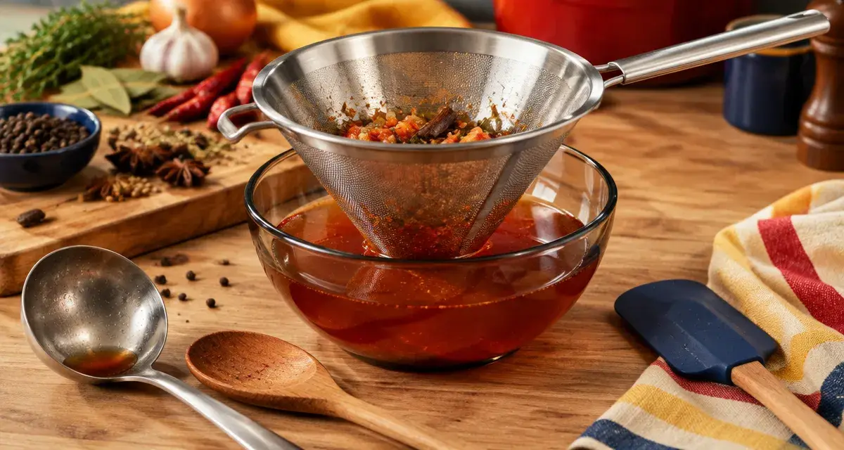 Chinois cuisine inox filtrant bouillon et coulis
