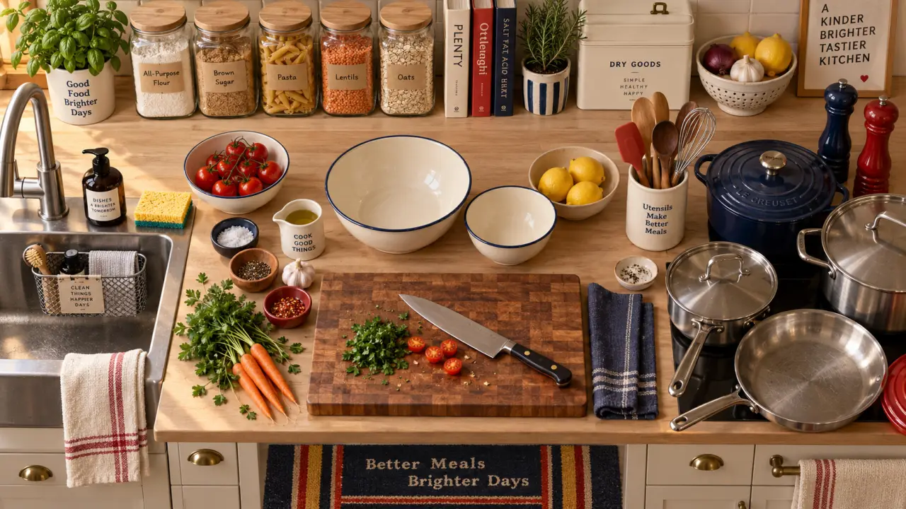 Comment organiser la cuisine : 4 zones de rangement accessibles et plan de travail organisé
