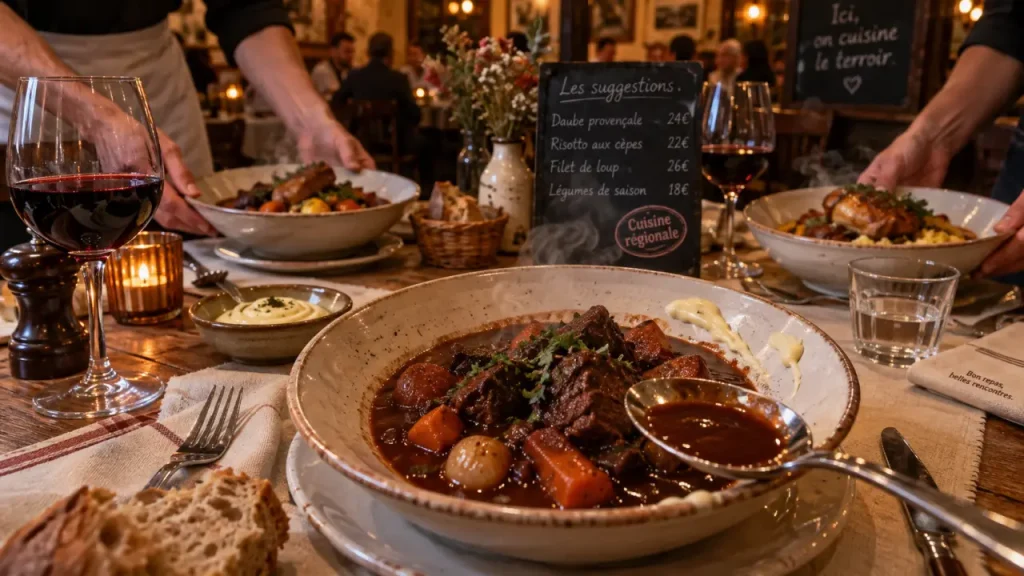 La meilleure cuisine régionale : table de restaurant